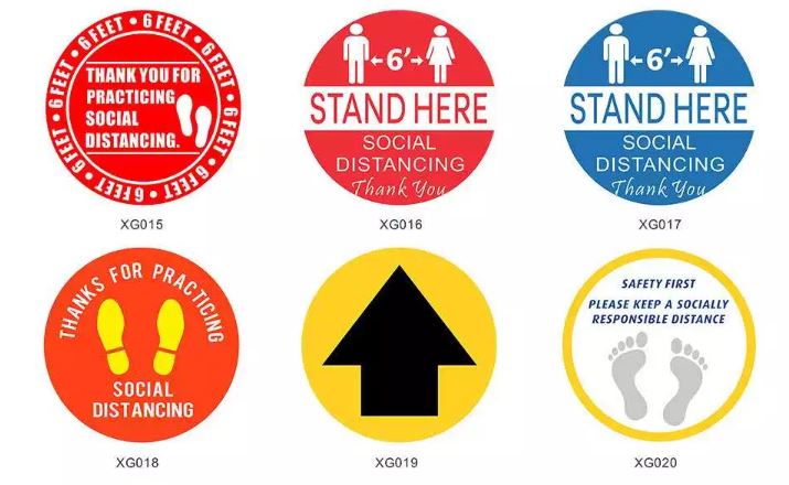 Round Control Social Distancing Stickers Pvc Vinyl